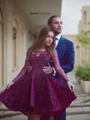 A-line kjole Scoop Kort/Mini Blonder Motekjoler med Paljett