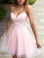 A-line kjole Sweetheart Kort/Mini Tyll Motekjoler