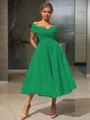 A-line kjole/princess Bare Skuldre Tea-length Homecoming Kjole Organza Material