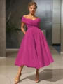 A-line kjole/princess Bare Skuldre Tea-length Homecoming Kjole Organza Material