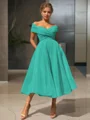 A-line kjole/princess Bare Skuldre Tea-length Homecoming Kjole Organza Material
