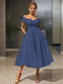 A-line kjole/princess Bare Skuldre Tea-length Homecoming Kjole Organza Material
