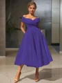 A-line kjole/princess Bare Skuldre Tea-length Homecoming Kjole Organza Material