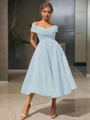 A-line kjole/princess Bare Skuldre Tea-length Homecoming Kjole Organza Material