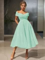 A-line kjole/princess Bare Skuldre Tea-length Homecoming Kjole Organza Material