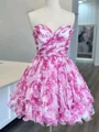 A-line kjole Sweetheart Volanger Kort/Mini Korsett Kjole