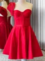 A-line kjole En skuldret Profilering Kort/Mini Satin Korsett Kjole