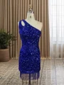 Sheath En skuldret Kort/Mini Fløyel Paljett Motekjoler