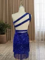Sheath En skuldret Kort/Mini Fløyel Paljett Motekjoler