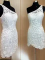 Sheath En skuldret Kort/Mini Blonder Applikasjon Motekjoler
