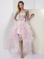 A-line kjole Stroppeløs Bue Asymmetrisk Organza Cocktail Kjole