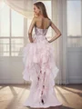 A-line kjole Stroppeløs Bue Asymmetrisk Organza Cocktail Kjole