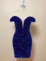 Sheath Fløyel Paljett Bare Skuldre Kort/Mini Kjole