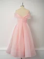 A-line kjole Organza Bare Skuldre Plissert Te-Lengde Kjole