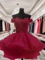 Ballkjole/Prinsesse Bare Skuldre Kort/Mini Organza Motekjoler med Applikasjoner Blonder