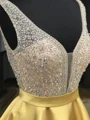 A-line kjole V-hals Kort/Mini Satin Motekjoler med Profilering