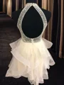 A-line kjole Halterneck Kort/Mini Organza Motekjoler med Profilering