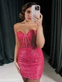 Sheath Sweetheart Paljett Kort/Mini Korsett Kjole