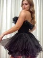 A-line kjole Rett Volanger Kort/Mini Organza Kjole