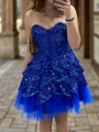A-line kjole Sweetheart Paljett Kort/Mini Paljett Kjole