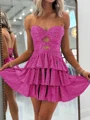 A-line kjole Sweetheart Brusende Volanger Kort/Mini Kjole