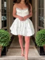 A-line kjole Rett Rhinen Stein Kort/Mini Satin Korsett Kjole
