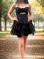 A-line kjole Sweetheart Brusende Volanger Kort/Mini Chiffong Kjole