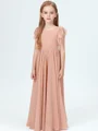 A-line kjole Scoop Gulvlengde Chiffong Junior Brudepikekjoleres Med Belte/Sash