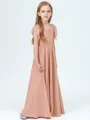 A-line kjole Scoop Gulvlengde Chiffong Junior Brudepikekjoleres Med Belte/Sash