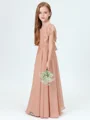 A-line kjole Scoop Gulvlengde Chiffong Junior Brudepikekjoleres Med Belte/Sash