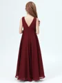 A-line kjole Scoop Asymmetrisk Chiffong Junior Brudepikekjoleres Med Belte/Sash
