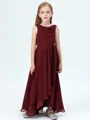 A-line kjole Scoop Asymmetrisk Chiffong Junior Brudepikekjoleres Med Belte/Sash