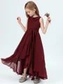 A-line kjole Scoop Asymmetrisk Chiffong Junior Brudepikekjoleres Med Belte/Sash