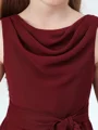 A-line kjole Scoop Asymmetrisk Chiffong Junior Brudepikekjoleres Med Belte/Sash