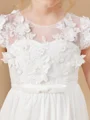 A-line kjole Scoop Gulvlengde Chiffong Junior Brudepikekjoleres Med Blomst