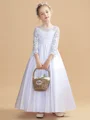 A-line kjole Scoop Ankel-Lengde Satin Junior Brudepikekjoleres Med Belte/Sash