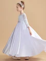 A-line kjole Scoop Ankel-Lengde Satin Junior Brudepikekjoleres Med Belte/Sash