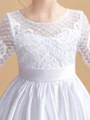A-line kjole Scoop Ankel-Lengde Satin Junior Brudepikekjoleres Med Belte/Sash
