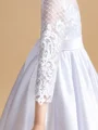 A-line kjole Scoop Ankel-Lengde Satin Junior Brudepikekjoleres Med Belte/Sash