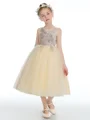 Ballkjole/Prinsesse Scoop Te-Lengde Tyll Junior Brudepikekjoleres Med Blomst