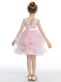 A-line kjole Scoop Kort/Mini Tyll Junior Brudepikekjoleres Med Bue
