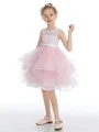 A-line kjole Scoop Kort/Mini Tyll Junior Brudepikekjoleres Med Bue