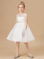 A-line kjole Scoop Knelengde Tyll Junior Brudepikekjoleres Med Belte/Sash