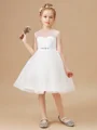 A-line kjole Scoop Knelengde Tyll Junior Brudepikekjoleres Med Belte/Sash