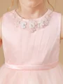 A-line kjole Scoop Te-Lengde Tyll Junior Brudepikekjoleres Med Belte/Sash