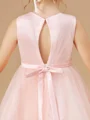 A-line kjole Scoop Te-Lengde Tyll Junior Brudepikekjoleres Med Belte/Sash
