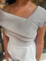 Sheath En skuldret Volanger Te-Lengde Satin Korsett Brudens Mor Kjole