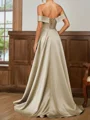 Sheath Bare Skuldre Blomst Gulvlengde Satin Korsett Brudens Mor Kjole