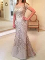 Sheath Illusion Kortermer Blomst Gulvlengde Tyll Korsett Brudens Mor Kjole