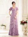 Sheath V-hals Gulvlengde Chiffong Brudens Mor Kjolees